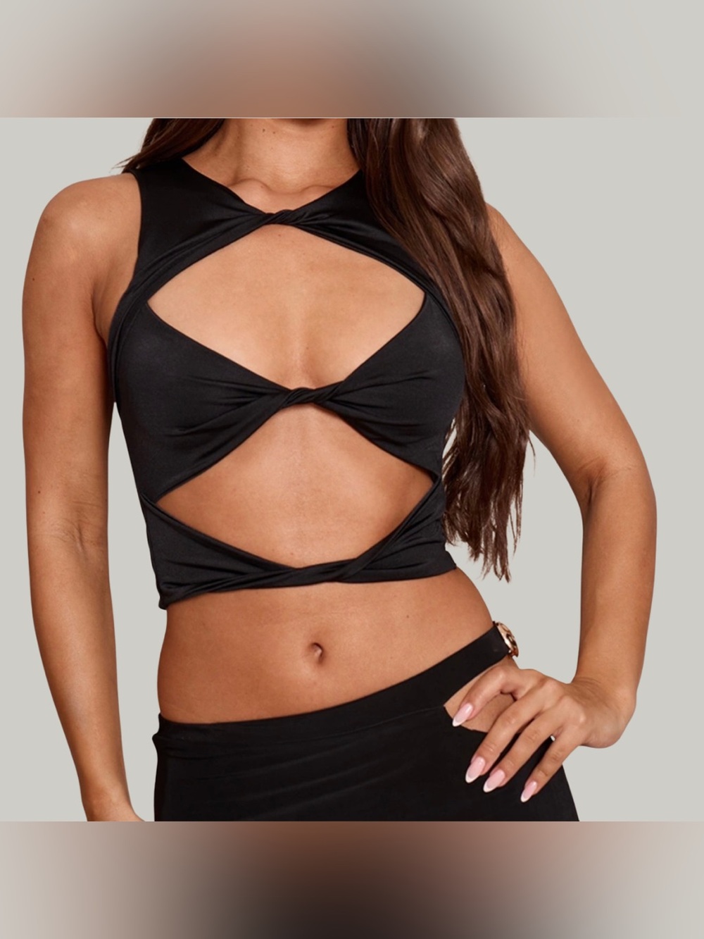 LIKE NEW Black Twist Cutout Crop Top